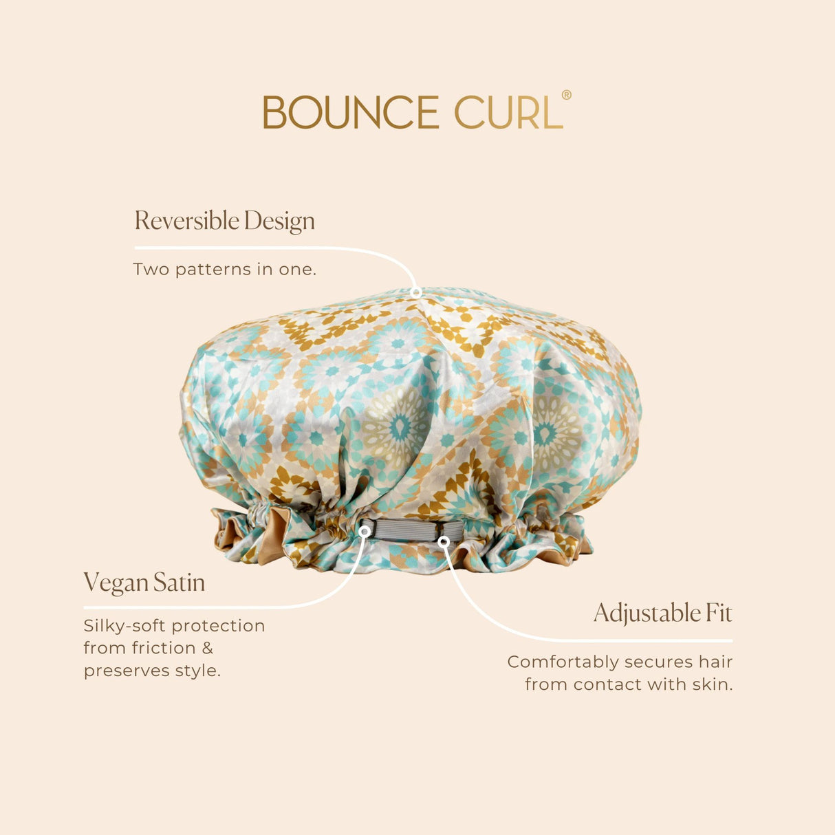 Bounce Curl Reversible Satin Hair Bonnet - Teal