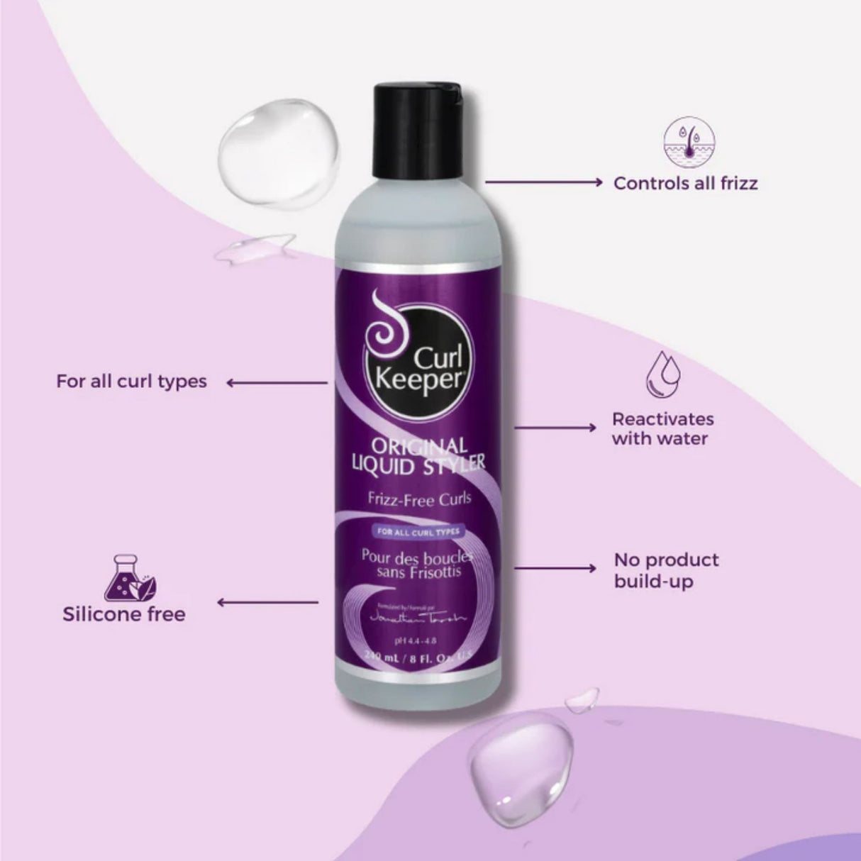 Curl Keeper Original Liquid Styler, Medium Hold Styling Gel - 3.4oz