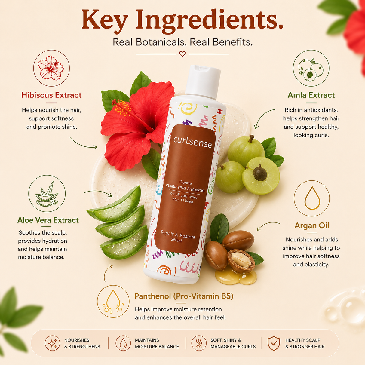 Curlsense Gentle Clarifying Shampoo, For All Curl Types - 100ml