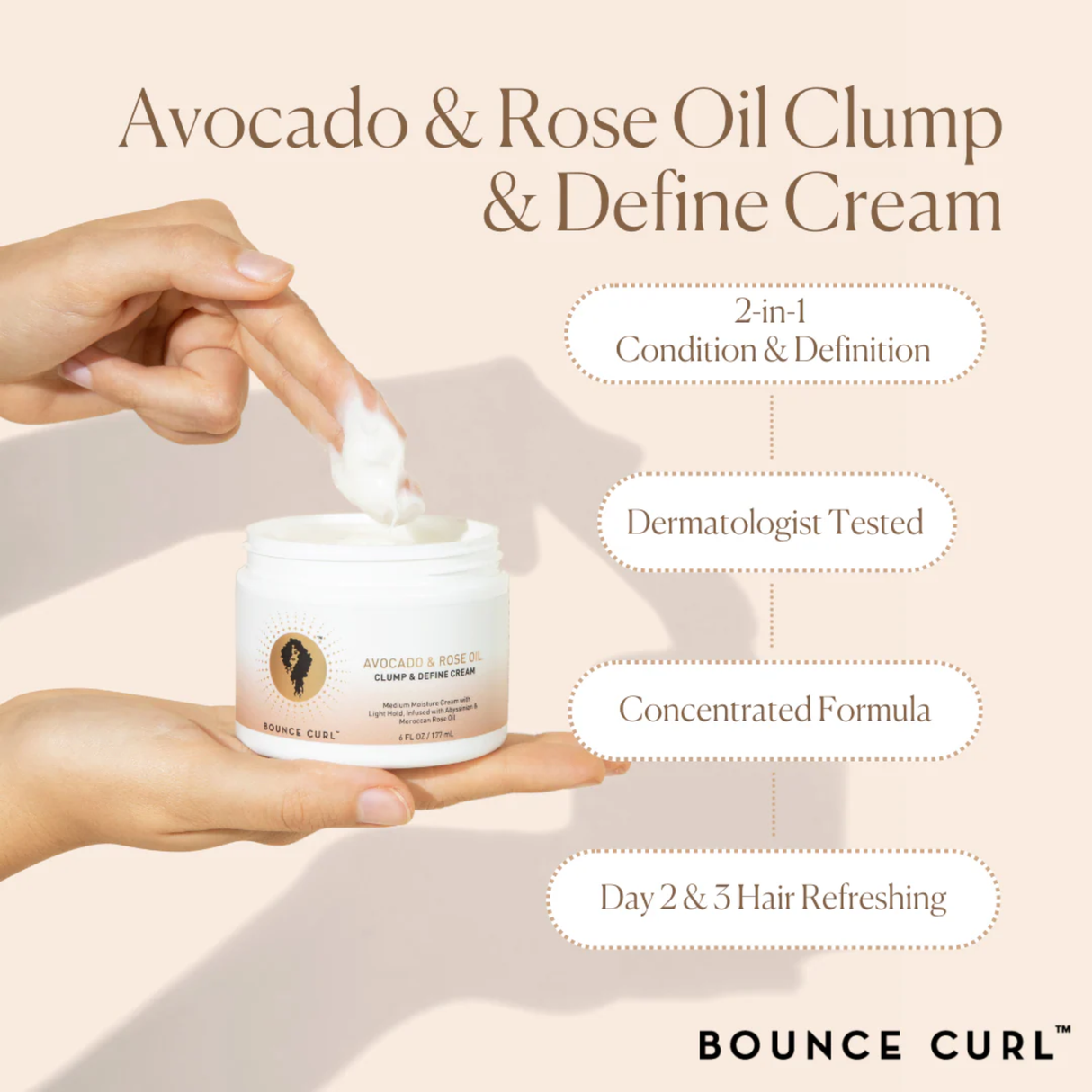Bounce Curl Avocado & Rose Oil Clump and Define Cream 6oz