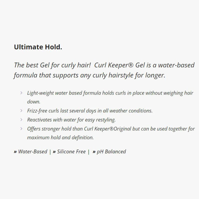 Curl Keeper Gel, Strong Hold Gel for All Curl Types - 8 Oz