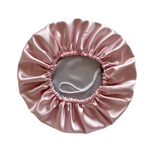 Adjustable Premium Satin Bonnet - Pink/Silver